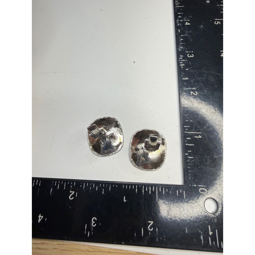 Swank Silver Tone Starburst Hammered Textured Round Toggle Back Cufflinks - Picture 2 of 5